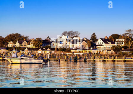 Edgartown harbor and homes, Martha's Vineyard, Massachusetts, USA Stock Photo