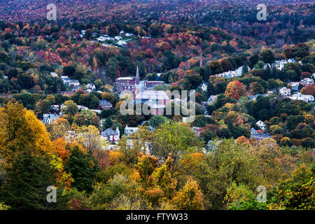 Overview of quaint New England town, North Adams, Massachusetts, USA