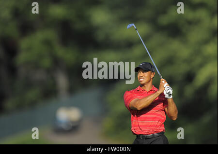 August 16, 2009 - Chaska, MN, UNITED STATES - Tiger Woods during final round of the 2009 PGA Championship at Hazeltine National Golf Club on Aug 16, 2009 in Chaska, MN...ZUMA Press/Scott A. Miller (Credit Image: © Scott A. Miller via ZUMA Wire) Stock Photo