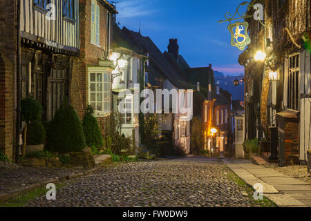 Spring afternoon on Mermaid Street in Rye, East Sussex, England Stock ...