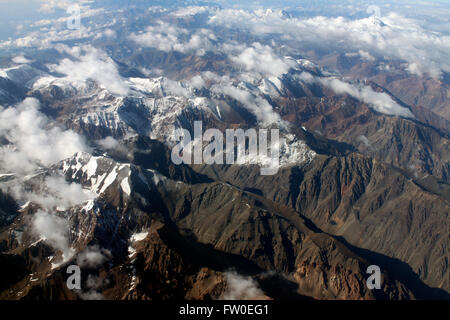 Over the mountain range that separates Chile from Argentina Stock Photo