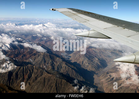 Over the mountain range that separates Chile from Argentina Stock Photo