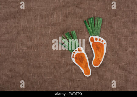 handmade foot-shaped carrot Stock Photo