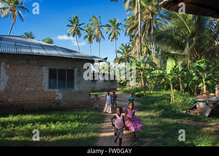 Local children in Kizimkazi Dimbani village, West coast, Zanzibar, Tanzania. Stock Photo