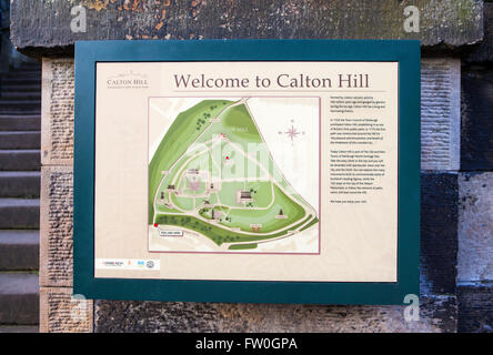 EDINBURGH, SCOTLAND - MARCH 9TH 2016: An information board at Calton Hill in Edinburgh, on 9th March 2016. Stock Photo