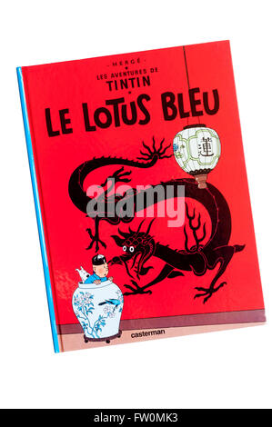 A French copy of Le Lotus Bleu or The Blue Lotus one of the adventures of Tintin by Hergé. Stock Photo