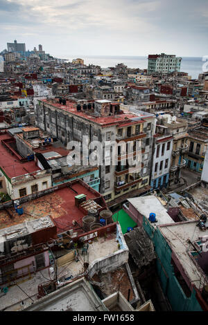Havana, Cuba - September 26, 2015:  Panoramic view over city of Havana,Cuba. This 16th century city is Cuban largest city , with Stock Photo