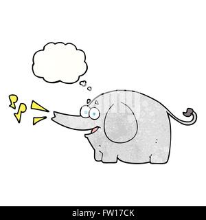 freehand drawn thought bubble textured cartoon trumpeting elephant Stock Vector