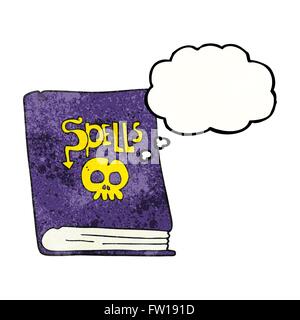 freehand drawn thought bubble textured cartoon spell book Stock Vector