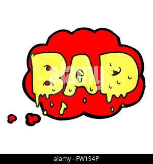 freehand drawn thought bubble textured cartoon word bad Stock Vector