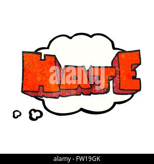 freehand drawn thought bubble textured cartoon word Hate Stock Vector