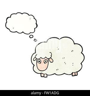 freehand drawn thought bubble textured cartoon farting sheep Stock Vector