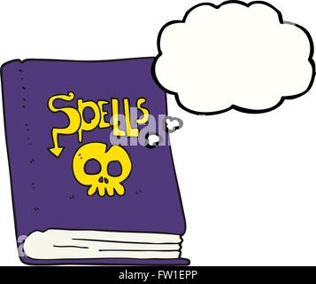 freehand drawn thought bubble cartoon spell book Stock Vector