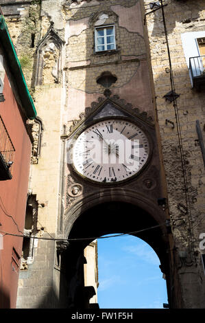 The church of st. Eligio, Naples with the stopped clock time of the bombing did during WWII Stock Photo