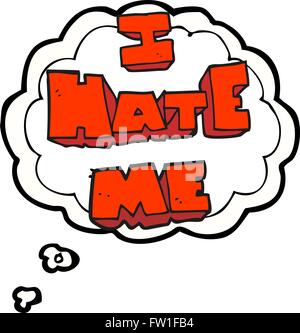 I hate me freehand drawn thought bubble cartoon symbol Stock Vector