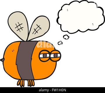 freehand drawn thought bubble cartoon angry bee Stock Vector