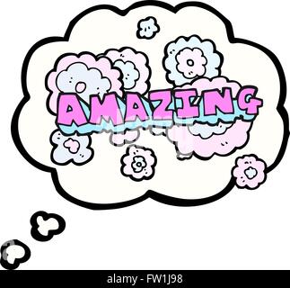 freehand drawn thought bubble cartoon amazing word Stock Vector