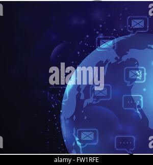 Globe and phone receivers Stock Vector