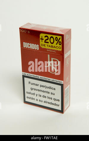 Ducados Cigarettes Packet on white background Stock Photo