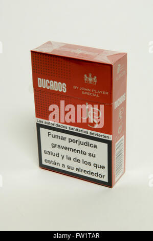 Ducados John Player Special Cigarettes Packet on white background Stock Photo