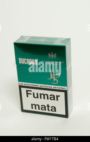 Ducados Menthol Cigarettes Packet on white background Stock Photo