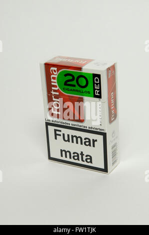 Fortuna Red Cigarettes packet on white background. Stock Photo
