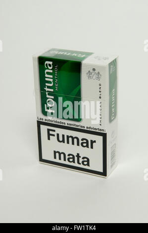 Fortuna Menthol Cigarettes packet on white background. Stock Photo