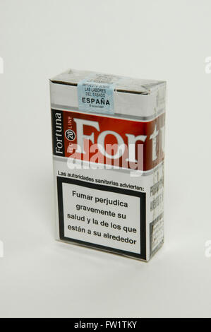 Packet of Fortuna Cigarettes on white background Stock Photo