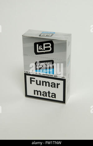 Packet of Lambert and Butler Cigarettes on white background. Stock Photo