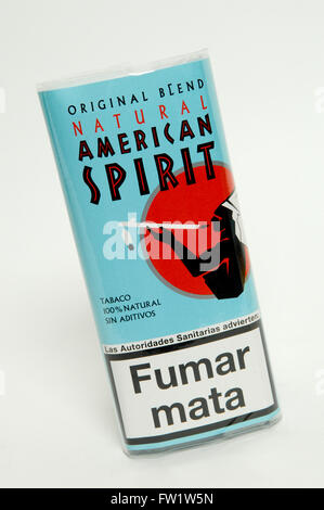 Original Blend Natural American Spirit Hand Rolling Tobacco Packet taken on white background. Stock Photo