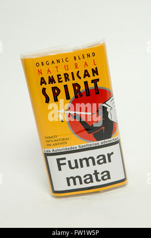 Original Blend Natural American Spirit Hand Rolling Tobacco Packet taken on white background. Stock Photo