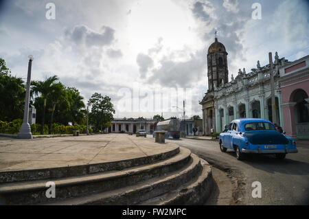 HAVANA, CUBA - DECEMBER 14, 2014 Classic American car drive on street in Havana,Cuba.Cuba is known for the beauty of its vintage Stock Photo