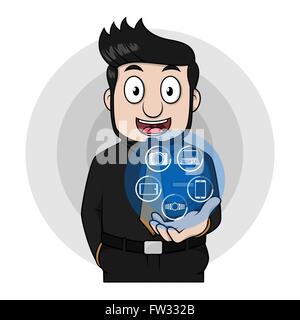 Entrenpreneur man showing digital technology Stock Vector