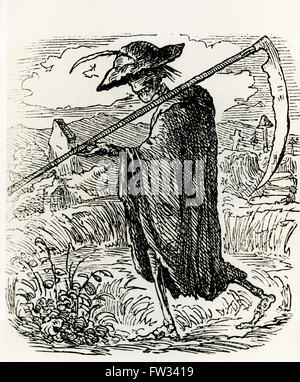 Death as the Grim Reaper, drawing by Count Franz Pocci, 1807-1876 Stock Photo