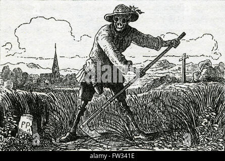 The Grim Reaper, drawing by Count Franz Pocci, 1807-1876 Stock Photo