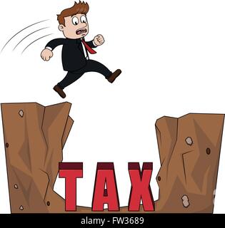 Business man jumping tax hole Stock Vector