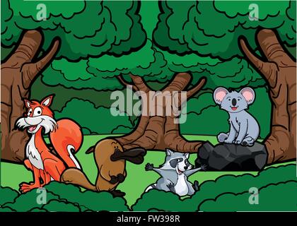 Jungle animal scene Stock Vector