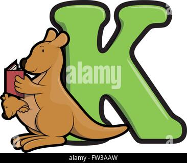k and kangaroos were reading books Stock Vector