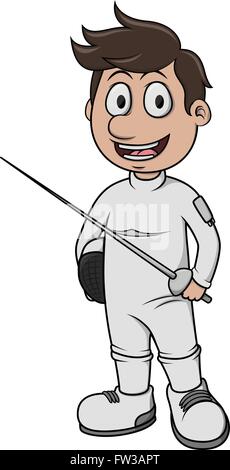 Fencing sport - Cartoon Stock Vector