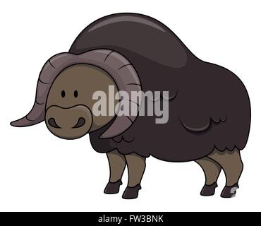 Muskox cartoon illustration Stock Vector