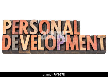 personal development  - isolated words in vintage letterpress  wood type printing blocks Stock Photo