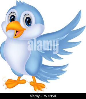 Cartoon happy blue bird waving hand Stock Vector Image & Art - Alamy