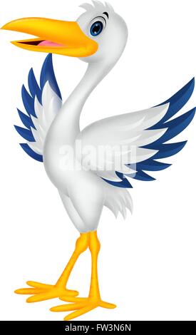 Cartoon stork posing Stock Vector