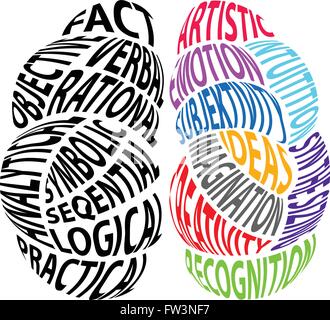 Left brain and right brain illustration Stock Vector