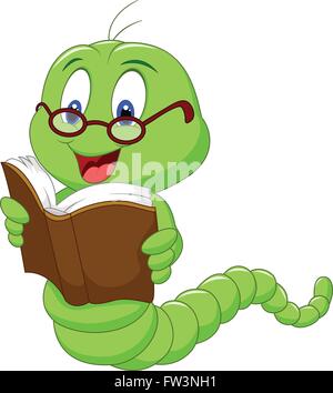 Bookworm Caterpillar Worm Reading Stock Vector Image & Art - Alamy