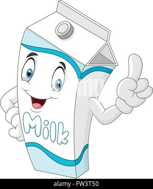 Cartoon milk pointing with his finger Stock Vector