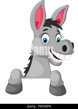 Cartoon funny Donkey cartoon with blank sign Stock Vector