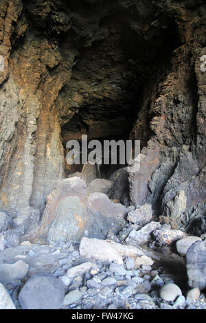 Rock fall inside sea cave at Ajuy, Fuerteventura, Canary Islands, Spain Stock Photo