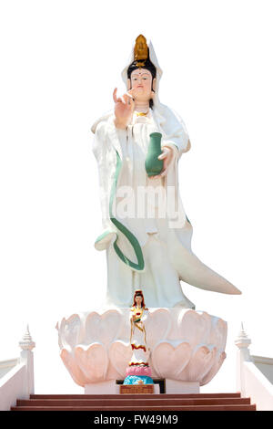 Statue of goddess Guan Yin in Wat Thailand.On isolated. Stock Photo