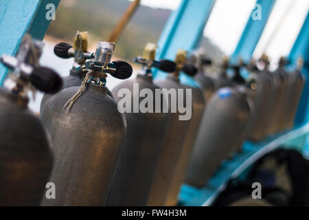 Oxigen tanks for scuba diving. Stock Photo